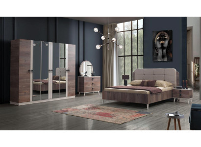 Schlafzimmer Komplett Set Bett 2 x Nachttisch Kleiderschrank 5tlg