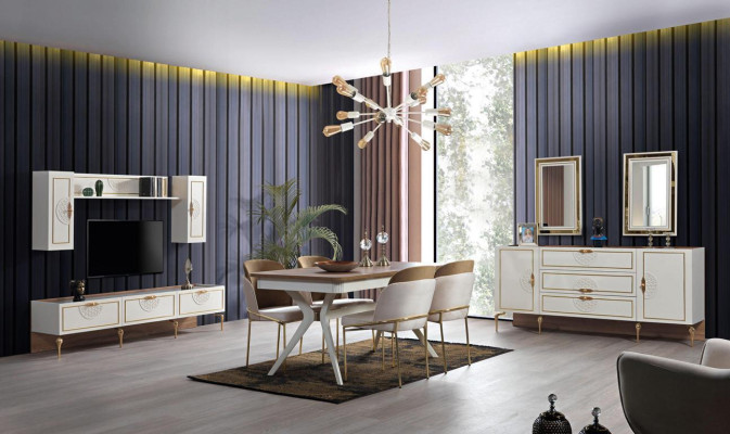 Komplett Set Esstisch 4x Stühle Esszimmer Set Ess Gruppe Holz 5tlg