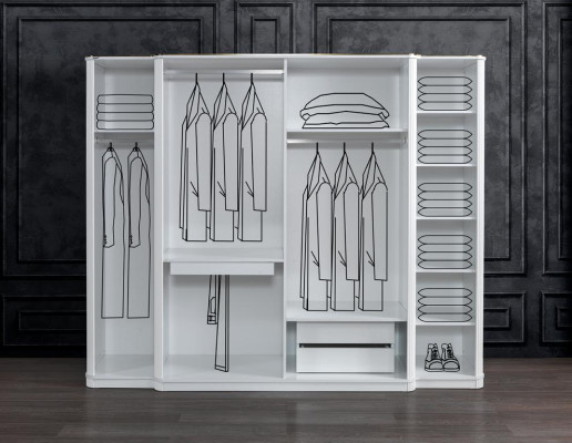 Schlafzimmer Möbel Holz Schrank Kleiderschrank Stil Modern Weiß Neu