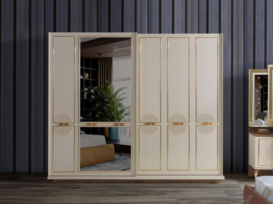 Schlafzimmer Kleiderschrank Luxus Holz Modern Design Möbel Weiß Neu