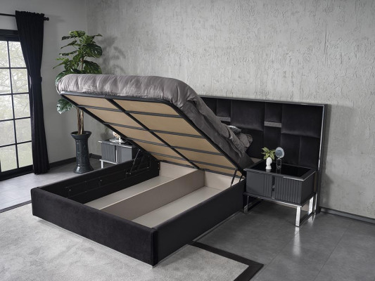 Komplett Schlafzimmermöbel Doppelbett 2x Nachttische Luxus Kleiderschrank
