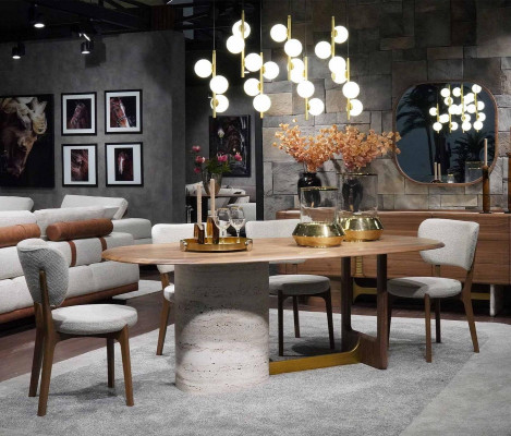 Design Esszimmer Set 5tlg. Modern Einrichtung Holz Tisch 4x Stühle Garnitur Neu