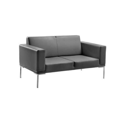 Grauer Büro Stil 2-Sitzer Designer Polstersofa Kunstleder Couchen 2-er