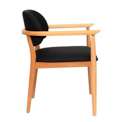 Schwarzer Lehnstuhl Designer Esszimmerstuhl Luxus Einsitzer Holzmöbel