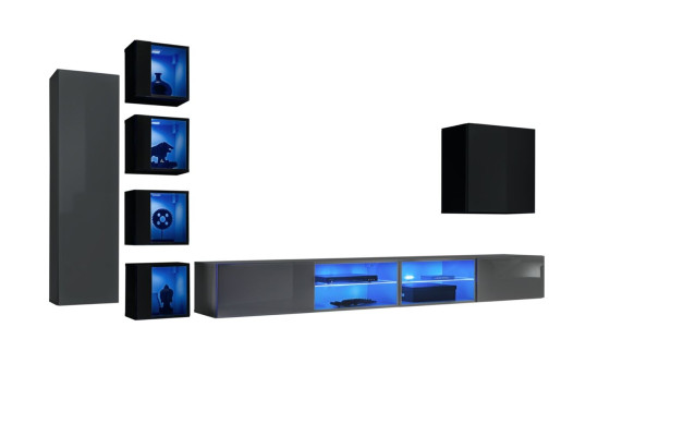 Einrichtung Modern Möbel Wohnzimmer Komplett Wohnwand Holzmöbel TV-Ständer