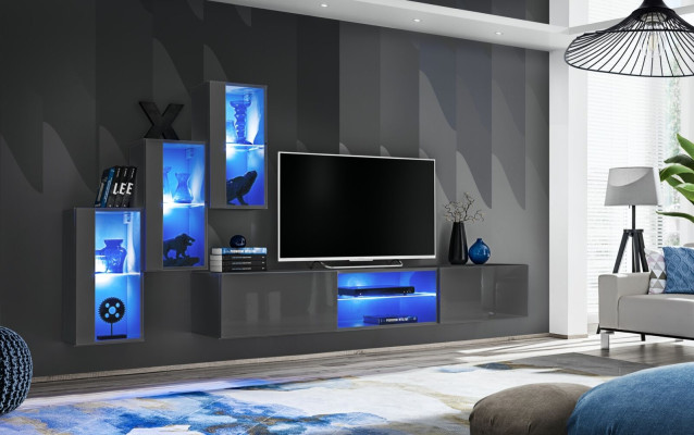 Garnitur Set 4tlg Wohnwand Luxus Designer Sideboard TV-Ständer Holzmöbel