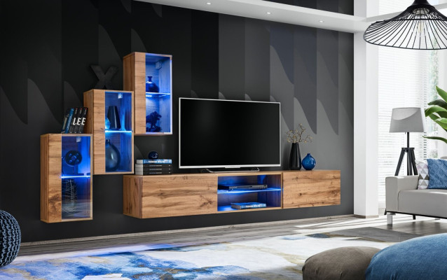 Modern Möbel Wohnwand Designer Set 4tlg Wand Regale Einrichtung Neu
