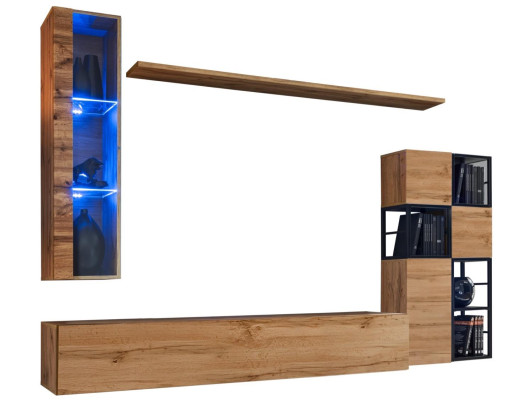 Holzmöbel Braun Design Wohnwand TV Ständer Einrichtung Wohnzimmermöbel Garnitur