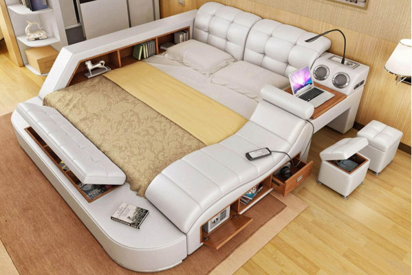 Chesterfield Doppel Luxus Design Bett 180x200 Multifunktionsbett Neu