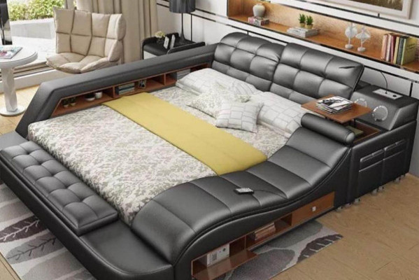 Chesterfield Doppel Luxus Design Bett 180x200 Multifunktionsbett Neu