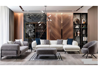 Moderne Couchgarnitur Ecksofa L-Form Sofas Dreisitzer Sessel Stoffmöbel