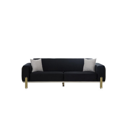 Moderne Sofagarnitur Dreisitzer Sessel Polster Set Mit Edelstahl 2tlg
