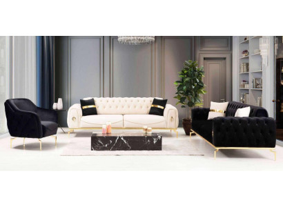Stilvolle Chesterfield Couchgarnitur Edelstahl Möbel Sofas Sessel Couch Set