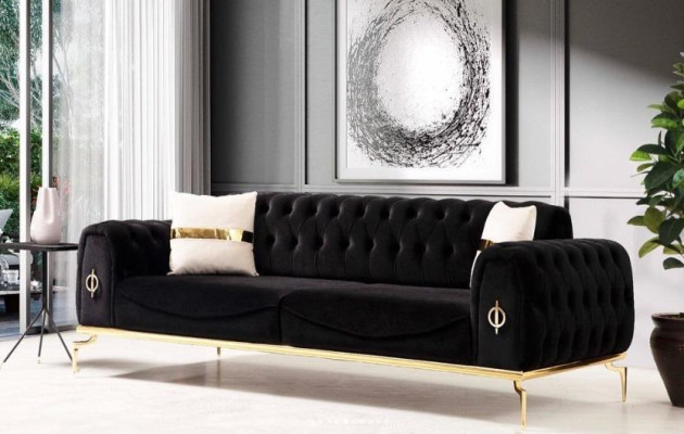 Stilvolle Chesterfield Couchgarnitur Edelstahl Möbel Sofas Sessel Couch Set