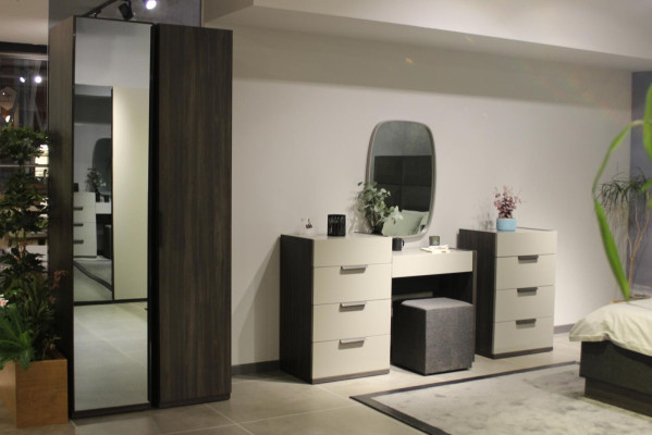 Schminktisch mit Spiegel Make Up Schlafzimmer Design Möbel Holz 2tlg. Neu