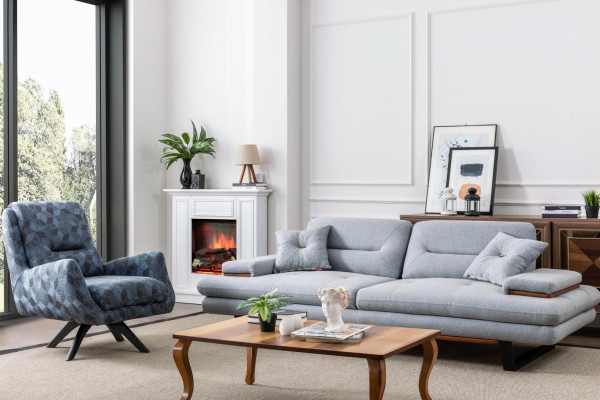 Modern Sofagarnitur 3+1 Sitzer Wohnzimmer Luxus Grau Couchgarnitur Sets