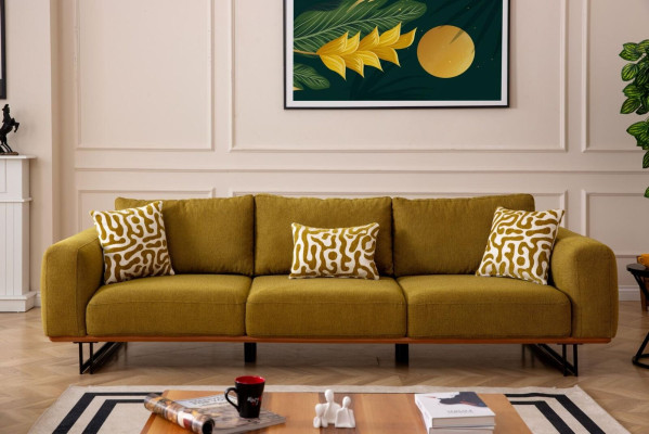 Italienische Sofa Couch Polster 4 Sitzer Möbel 270cmTextil Couchen Neu
