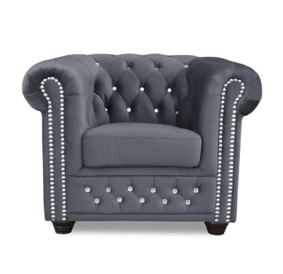 Couchen Chesterfield Sessel Fernseh Couch 1 Sitzer Sofa Textil Stoff Polster Neu