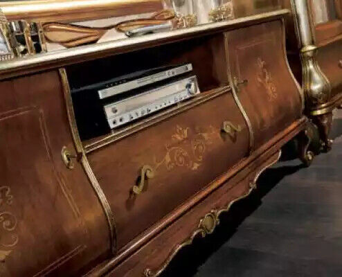 Klassische Wohnzimmerwand RTV 2x Vitrinen Massivholz Möbel TV-Regal Neu