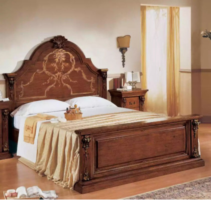 Klassisches Braunes Schlafzimmer Set Bett 2x Nachttische Kommode Set 5tlg