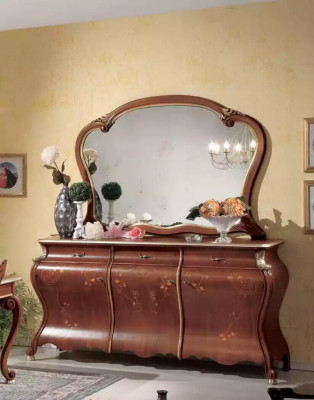 Großes Esszimmer Set Luxus Möbel Esstisch 4x Stühle Kommode Spiegel 8tlg