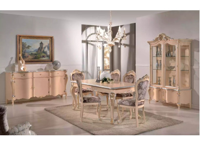 Esszimmer Möbel Esstisch Vitrine Kommode 4x Stühle Essgruppen 7 tlg Garnitur