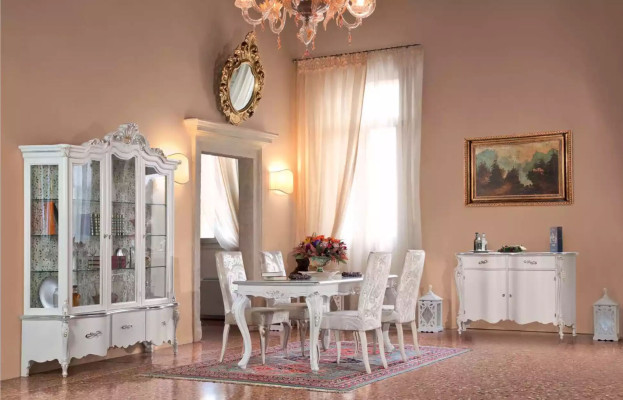 Klassische Esszimmer Möbel Essgarnitur Esstisch 4x Stühle Essgruppe 7tlg