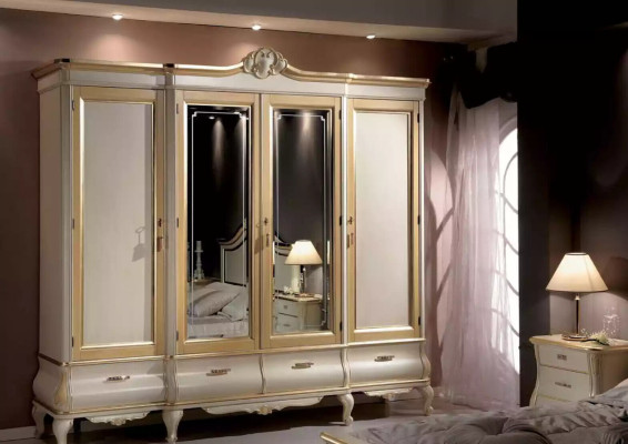 Schlafzimmer Set Bett 2x Nachttische Schrank Kleiderschrank Kommode Spiegel