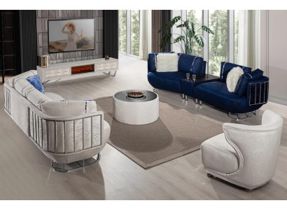 Exklusives Wohnzimmer Set Sofa 3+3 mit Tisch Sessel und Couchtisch 4tlg