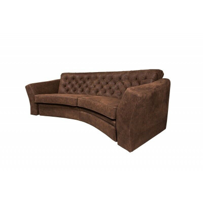 Dreisitzer Halb Runde Couch Chesterfield Polster Sofa Couchen Beige