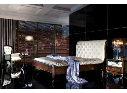 Chesterfield Bett Betten Doppelbett Ehebett Italienische Möbel Holz Textil Leder