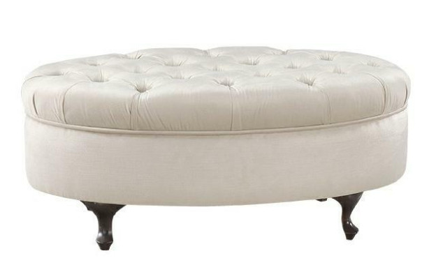 Rundhocker Hocker Leder Ottomane mit Tisch Serviertisch 2tlg Set Garnitur Verona