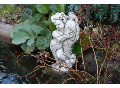 Gartenfigur Engel Fontaine 42cm Teichfigur Menschen Steinguss