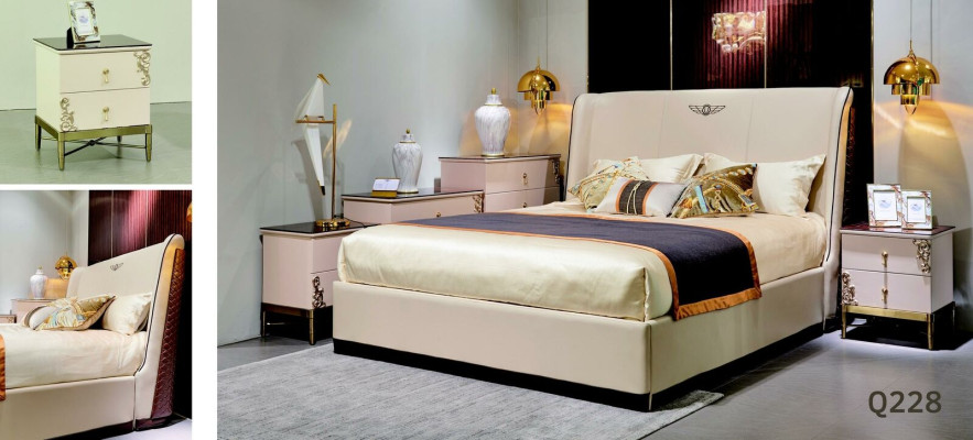 Schlafzimmer Set Betten Luxus Bett 2x nachttisch 3 stücke 180x200 Bett