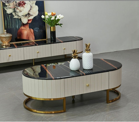 Couch Tisch Tische Oval Sofa Neu Metall Holz Beistell Designer Wohn