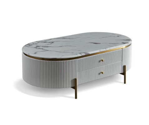 Ovaler Couchtisch, Designer-Wohnzimmertisch, Beistelltisch, Italienisch