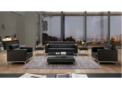 Sofagarnitur 3-1 Couch Lounge Club Kunstleder Metall Büro Einrichtung