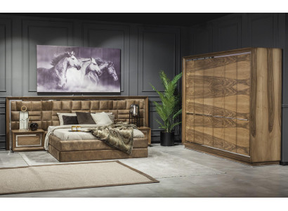 Luxuriöses, stilvolles 4-teiliges Schlafzimmer-Set in brauner Farbe 