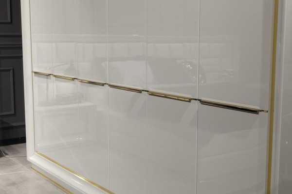 Schlafzimmer Möbel Bett Nachttische Weiß Gold Betten Komplett 4tlg
