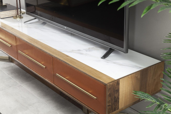 Orangene Wohnwand Edelstahl Wohnwände Wohnzimmer Möbel tv Media Wand