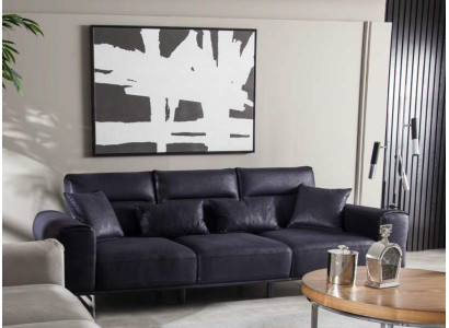 Weiche Design Couch Polster Möbel Luxus Dreisitzer Couchen Schwarz Sofas