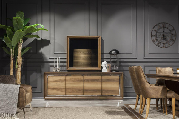 Schöne braune Kommode mit Spiegel für Esszimmer in italienischem Design
