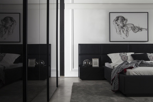 Schwarzes Schlafzimmer Set Bett Möbel Nachttisch 3tlg. Lederbett Betten