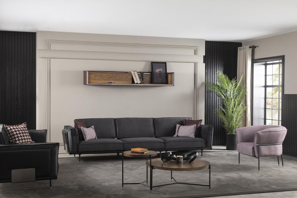 Sofa 3+1 Sitz in Grau Moderne Couch Möbel Sofagarnitur Italienische Einrichtung