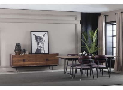 Esszimmer Set Essgruppe Essgarnitur Tisch Stuhl Set Anrichte Möbel Braun