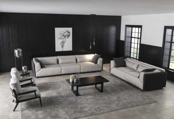 Set aus 4 Stück weißem Sofa Sessel Couchtisch mittelweicher Luxus