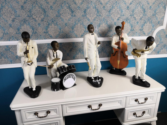 5X DESIGNER SET FIGUR SKULPTUREN STATUEN MUSIKER XXL BIG FIGUREN STATUE