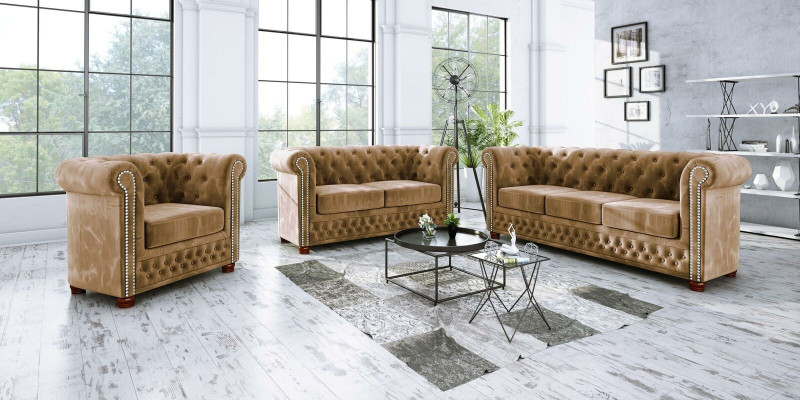 Chestgerfield Sofagarnitur Couch Polster Sitz Set 321 Sitzer Garnituren Couchen