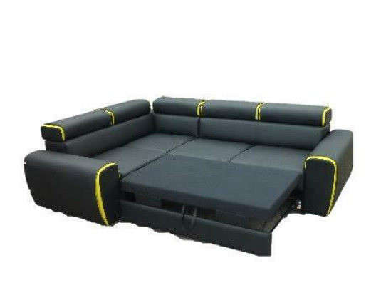 Design Ecksofa L-form Bettfunktion Couch Leder Textil Sofas Couchen
