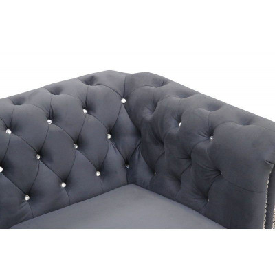 Chesterfield Sofagarnitur Sofa Polster Kristallsteine Leder Garnituren 3+2 Couch